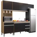 Ver imagem 1 de Cozinha Modulada Andréia 2,40m 10 Portas 4 Gavetas e Balcão com Tampo Amêndoa/preto
