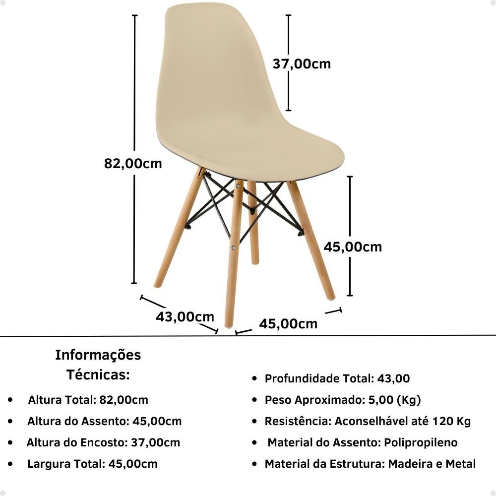 Conjunto Mesa de Jantar Redonda Talia Amadeirada Natural 120cm com 4 Cadeiras Eames Eiffel - Nude - 4