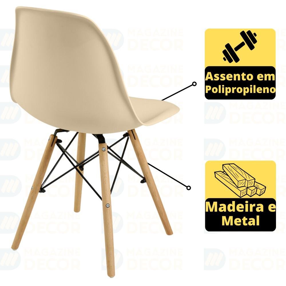 Conjunto Mesa de Jantar Redonda Talia Amadeirada Natural 120cm com 4 Cadeiras Eames Eiffel - Nude - 3