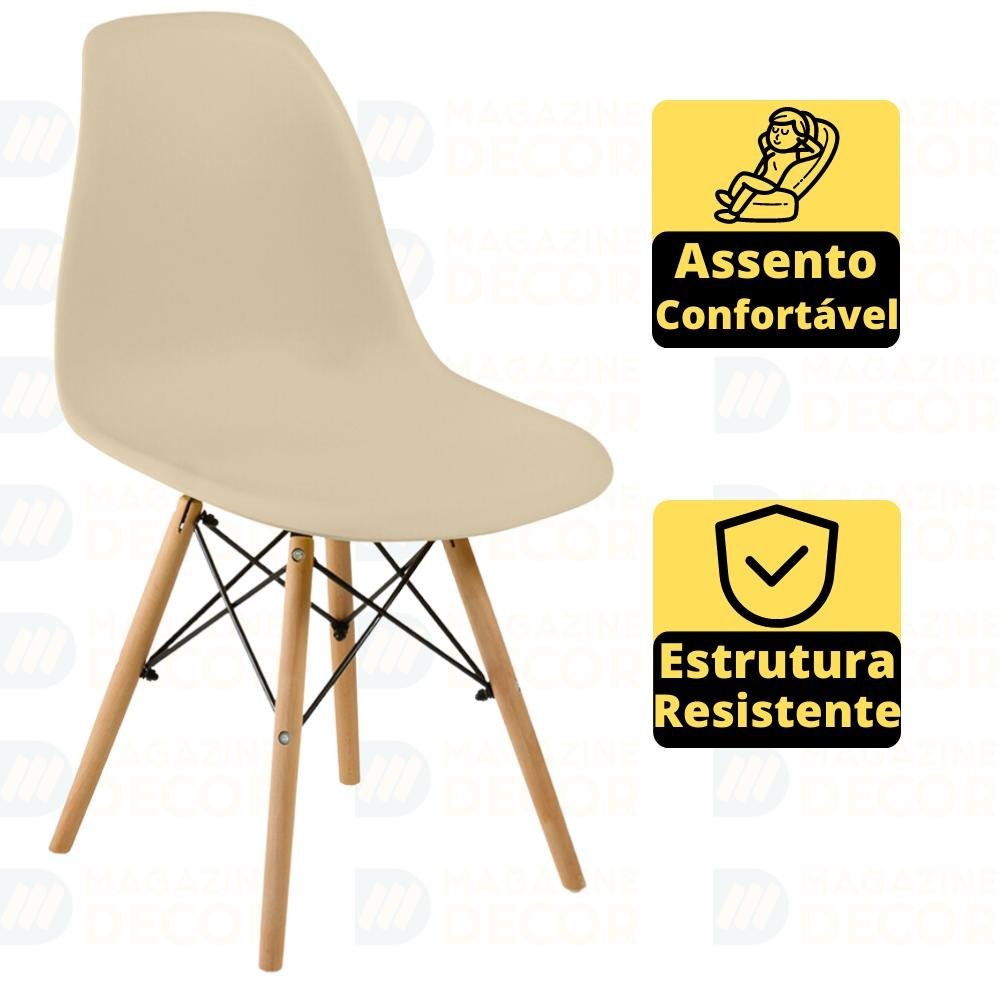 Conjunto Mesa de Jantar Redonda Talia Amadeirada Natural 120cm com 4 Cadeiras Eames Eiffel - Nude - 2