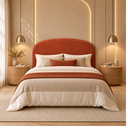 Ver imagem 1 de Cabeceira Queen 158cm Curva Estofada Bouclé Cama Box Fly:Terra Cota