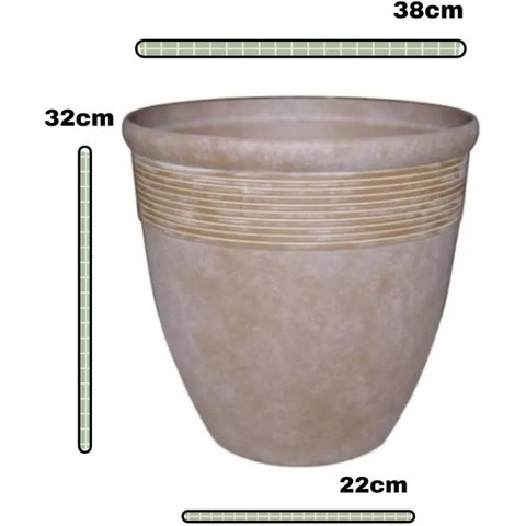 Vaso para Planta Grande Decoração Sala Varanda Jardim Efeito Rústico e Leve (liso/bege)