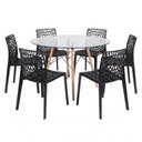 Ver imagem 2 de Kit Mesa Eames Vidro 110cm + 6 Cadeiras Gruvyer - Seat&Co