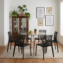 Ver imagem 1 de Kit Mesa Eames Vidro 110cm + 6 Cadeiras Gruvyer - Seat&Co