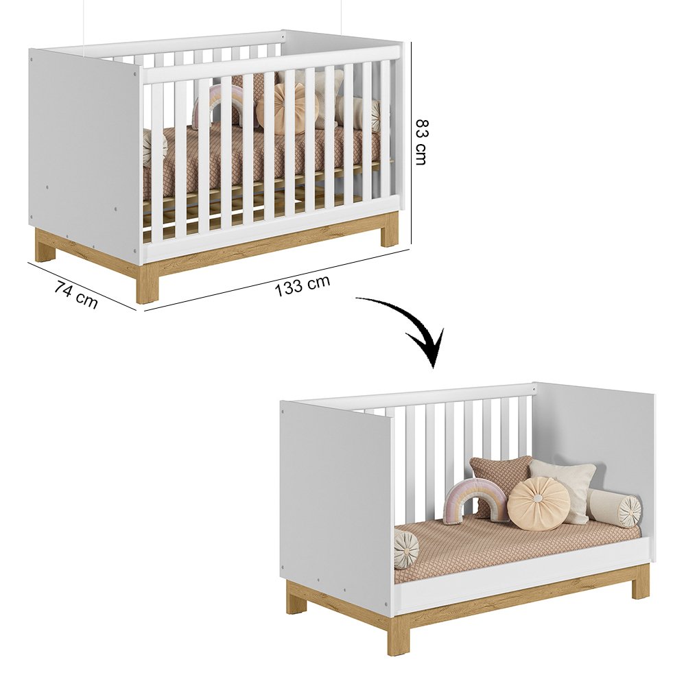 Quarto de Bebê com Cômoda 4355 e Berço Mini Cama 4315 Branco Acetinado Patoti Móveis - 3