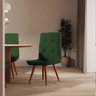 Kit 04 Cadeira De Jantar Drop Com Botão Base Pé Palito Freijó Suede Verde - Amey Decor - 5