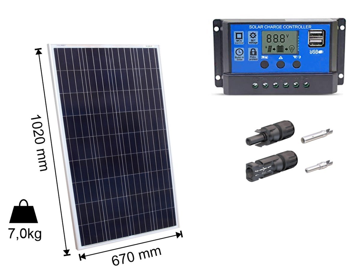 Kit Painel Placa Energia Solar 100w Controlador 30a E Mc4