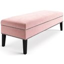 Ver imagem 1 de Banco Sofia 1,40m com Tachas Suede Rosa Bebe - Inova Decor Inova Decorações