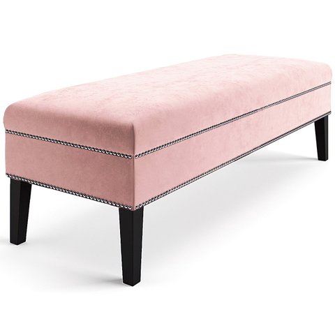 Banco Sofia 1,40m com Tachas Suede Rosa Bebe - Inova Decor Inova Decorações