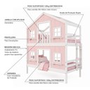 Ver imagem 5 de Beliche Infantil Casinha Dos Sonhos com Fechamento Inferior em Madeira Maciça Rosa/Branco