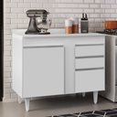 Ver imagem 2 de Balcão Gabinete 100cm com Tampo 2 Portas Luziania Branco - Lumil Lumil Móveis