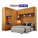 Ver imagem 3 de Guarda-Roupa Casal com Cabeceira Queen 4 Portas de Correr 3 Gavetas Florença Espresso Móveis