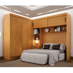 Guarda-Roupa Casal com Cabeceira Queen 4 Portas de Correr 3 Gavetas Florença Espresso Móveis - 1