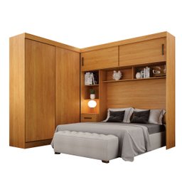 Guarda-Roupa Casal com Cabeceira Queen 4 Portas de Correr 3 Gavetas Florença Espresso Móveis - 10