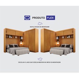 Guarda-Roupa Casal com Cabeceira Queen 4 Portas de Correr 3 Gavetas Florença Espresso Móveis - 13