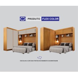 Guarda-Roupa Casal com Cabeceira Queen 4 Portas de Correr 3 Gavetas Florença Espresso Móveis - 9