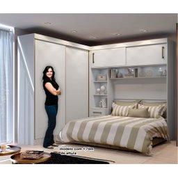Guarda-Roupa Casal com Cabeceira Queen 4 Portas de Correr 3 Gavetas Florença Espresso Móveis - 5