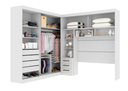 Ver imagem 3 de Quarto Modulado Casal com Cabeceira Queen 4 Portas de Correr 3 Gavetas Florença Espresso Móveis Branco