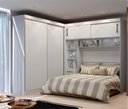 Ver imagem 1 de Quarto Modulado Casal com Cabeceira Queen 4 Portas de Correr 3 Gavetas Florença Espresso Móveis Branco