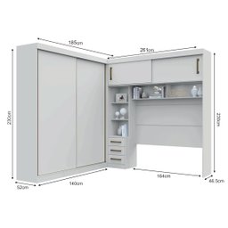 Guarda-Roupa Casal com Cabeceira Queen 4 Portas de Correr 3 Gavetas Florença Espresso Móveis - 4