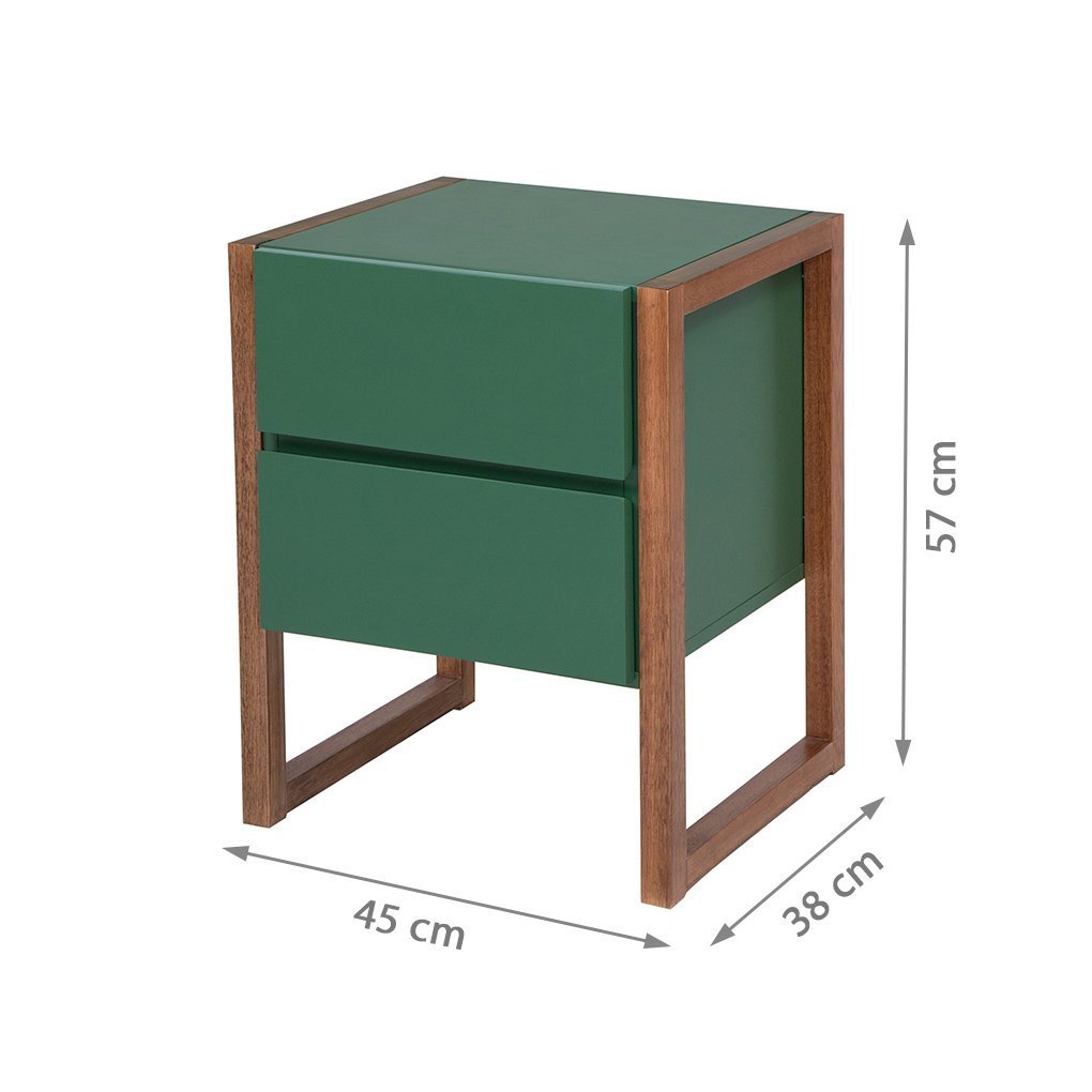 Mesa de Cabeceira em Madeira Maciça e Mdf Fauri Natural/verde - 3