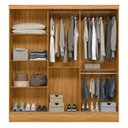 Ver imagem 4 de Guarda-Roupa Casal com Espelho 3 Portas de Correr 202x190cm Plata Yescasa Cinamomo/Off White Marrom
