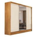 Ver imagem 2 de Guarda-roupa Casal com Espelho 3 Portas de Correr 202x190cm Plata Cinamomo/Off White