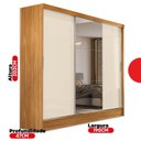 Ver imagem 3 de Guarda-Roupa Casal com Espelho 3 Portas de Correr 202x190cm Plata Yescasa Cinamomo/Off White Marrom