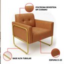 Ver imagem 3 de Poltrona Sala Decorativa Elisa Base Tubular Alta Dourada Sintético Pu D03 - D’Rossi