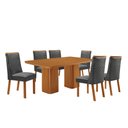 Ver imagem 1 de Mesa de Jantar Eloise Yasmin 180 cm Tampo MDF Canto Copo Laminado com 6 Cadeiras Moderna Mobília