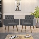Ver imagem 1 de Design Exclusivo na Sala de Espera Poltrona Capitonê Corino Cinza-escuro
