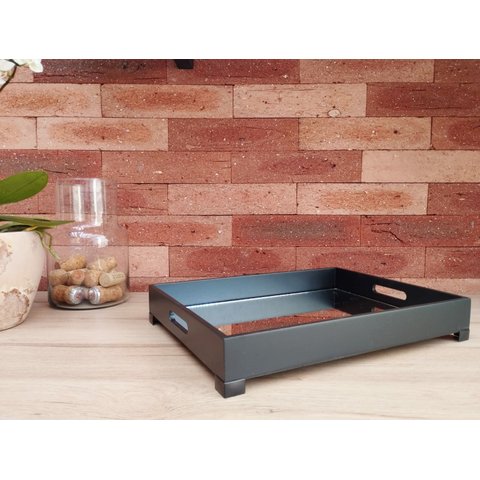 Bandeja Home Hall Luxo Bar Gourmet Bebida B175 Preto