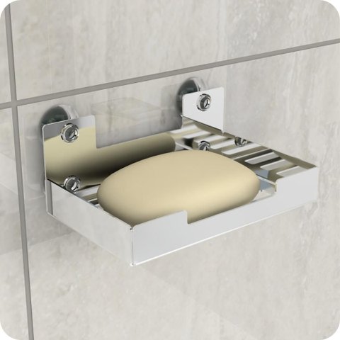Porta Sabonete para Banheiro Saboneteira Inox Ventosa Elg