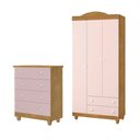 Ver imagem 5 de Conjunto Cômoda e Guarda Roupa Lara Nature Rose MDF Infantil Quarto Menina Organizador Moderno
