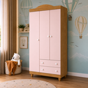 Ver imagem 4 de Conjunto Cômoda e Guarda Roupa Lara Nature Rose MDF Infantil Quarto Menina Organizador Moderno