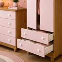 Ver imagem 2 de Conjunto Cômoda e Guarda Roupa Lara Nature Rose MDF Infantil Quarto Menina Organizador Moderno