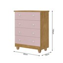 Ver imagem 7 de Conjunto Cômoda e Guarda Roupa Lara Nature Rose MDF Infantil Quarto Menina Organizador Moderno