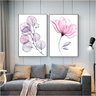 Quadro Flor Rosa e Lilás Delicado - Kit 2 telas Decor Arte RJ 60 x 40 cm Chassi - 1