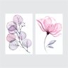 Quadro Flor Rosa e Lilás Delicado - Kit 2 telas Decor Arte RJ 60 x 40 cm Chassi - 2