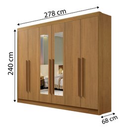 Guarda-Roupa Casal 6 portas New Athos com Espelho D'Doro Móveis - Cinamomo D'Doro Móveis - 2