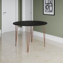 Ver imagem 1 de Mesa Jantar Redonda Preta Hairpin 90cm Elen Base Cobre
