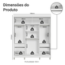 Guarda-Roupa Casal com Pés 3 Portas de Correr com Espelho Reno Madesa - 4