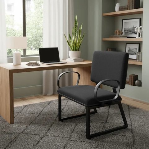 Cadeira Plus Size/obeso Base Reforçada até 200kg Braço Corsa Tecido Jserrano Cor Preto