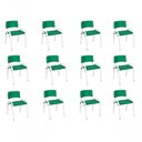 Ver imagem 1 de Kit 12 Cadeira Iso Infantil Creche, Base Branco Verde Escuro
