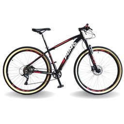 BICICLETA 29 PUMABIKE LINCE 9V STEEZ, FREIO HID, K7, SUSP TRAVA GUIDÃO, PRETO BRANCO E VERMELHO, 21 - 1