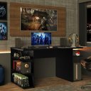 Ver imagem 1 de Mesa para Computador Gamer Madesa 9409 e Painel para TV até 50 Polegadas - Preto/Rustic