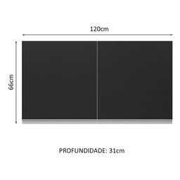 Armário de Cozinha Aéreo 100% MDF 120 cm 2 Portas Branco/Preto Acordes Madesa - 3
