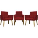 Ver imagem 1 de Kit 3 Poltronas Decorativas Confortáveis Mari - Vermelho Suede