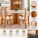 Ver imagem 6 de Conjunto Mesa de Jantar 4 Cadeiras 90cm Tampo Redondo