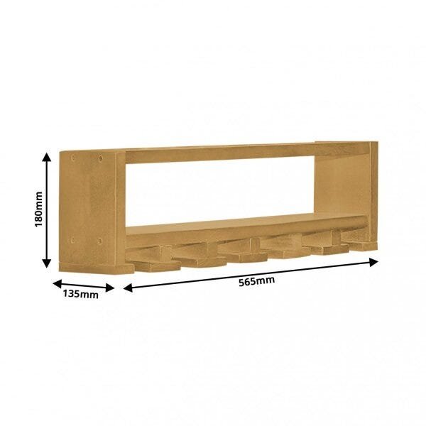 Adega Suspensa Madeira Maciça para 4 Garrafas e 6 Taças Hera - 3
